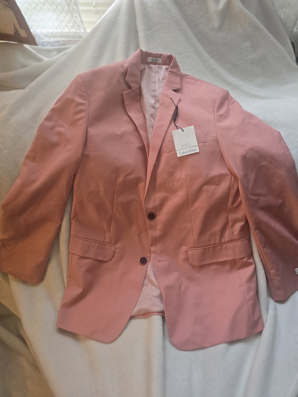 Calvin Klein Men's Pink Blazer - Single-Breasted Suit Jacket 16